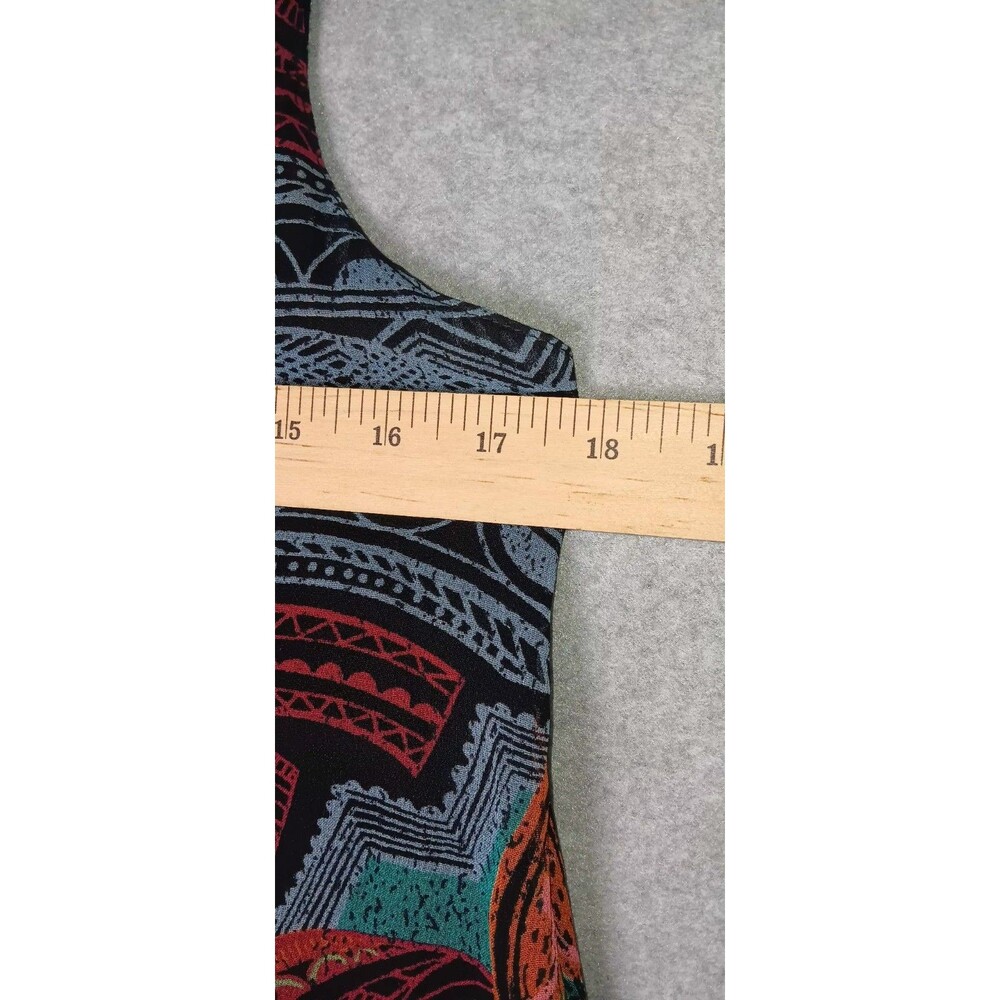 Angie Sleeveless Swing Tunic Mini Dress Large Geometric Tribal Print Boho Retro - Picture 8 of 11
